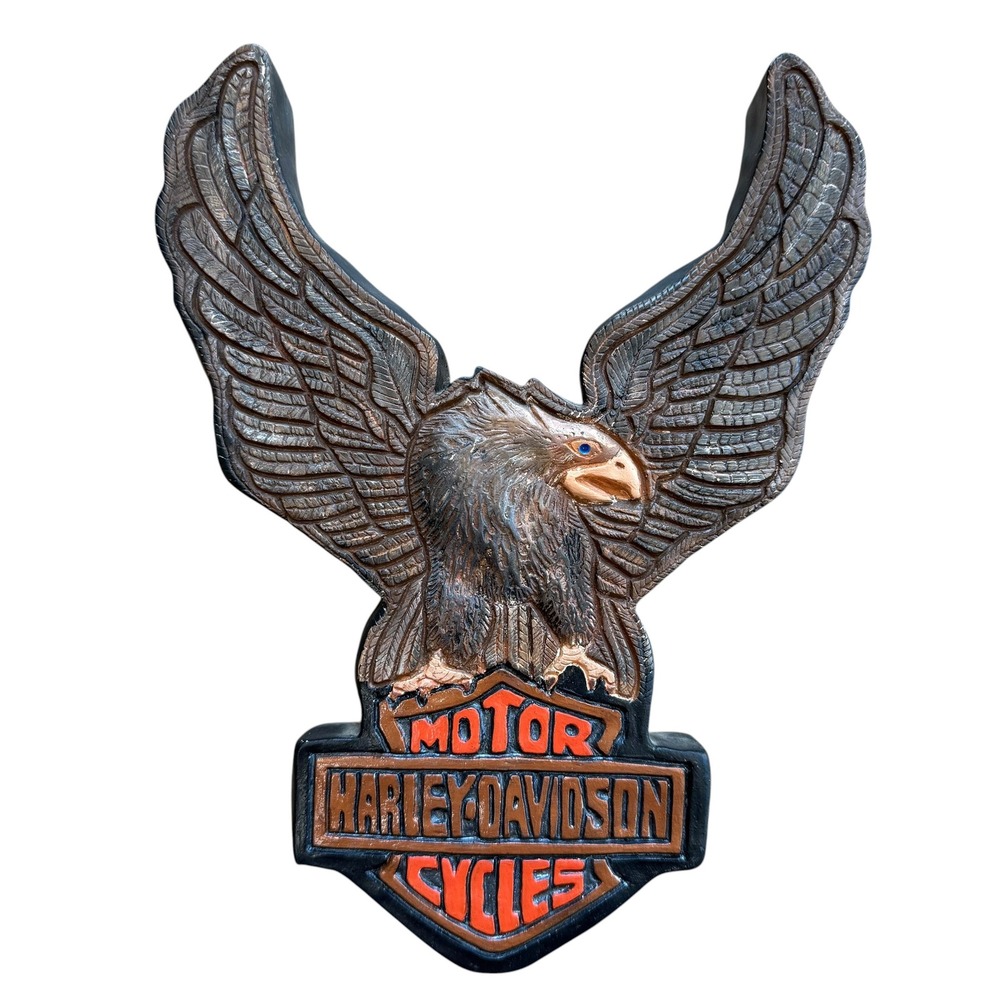Vintage 1987 Harley Davidson Eagle Wall Plaque Bar & Shield Biker Decor 9.5 Inch